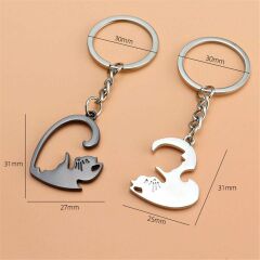 Yin Yang Çift Kedi Anahtarlıklık Best Friends Çift Sevgili Anahtarlık