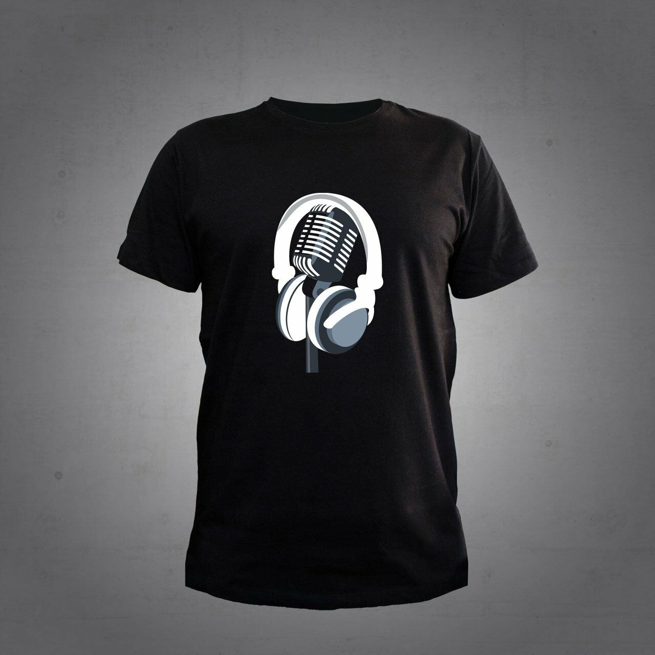 Herşey Nota Kulaklık Mikrofon Siyah T-Shirt