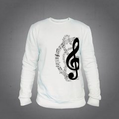 Sol Anahtar Nota Sweatshirt Ekru L