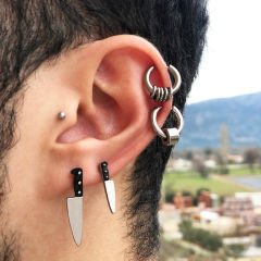 Master Chef Bıçak Çelik Erkek Küpe (ÇİFT)