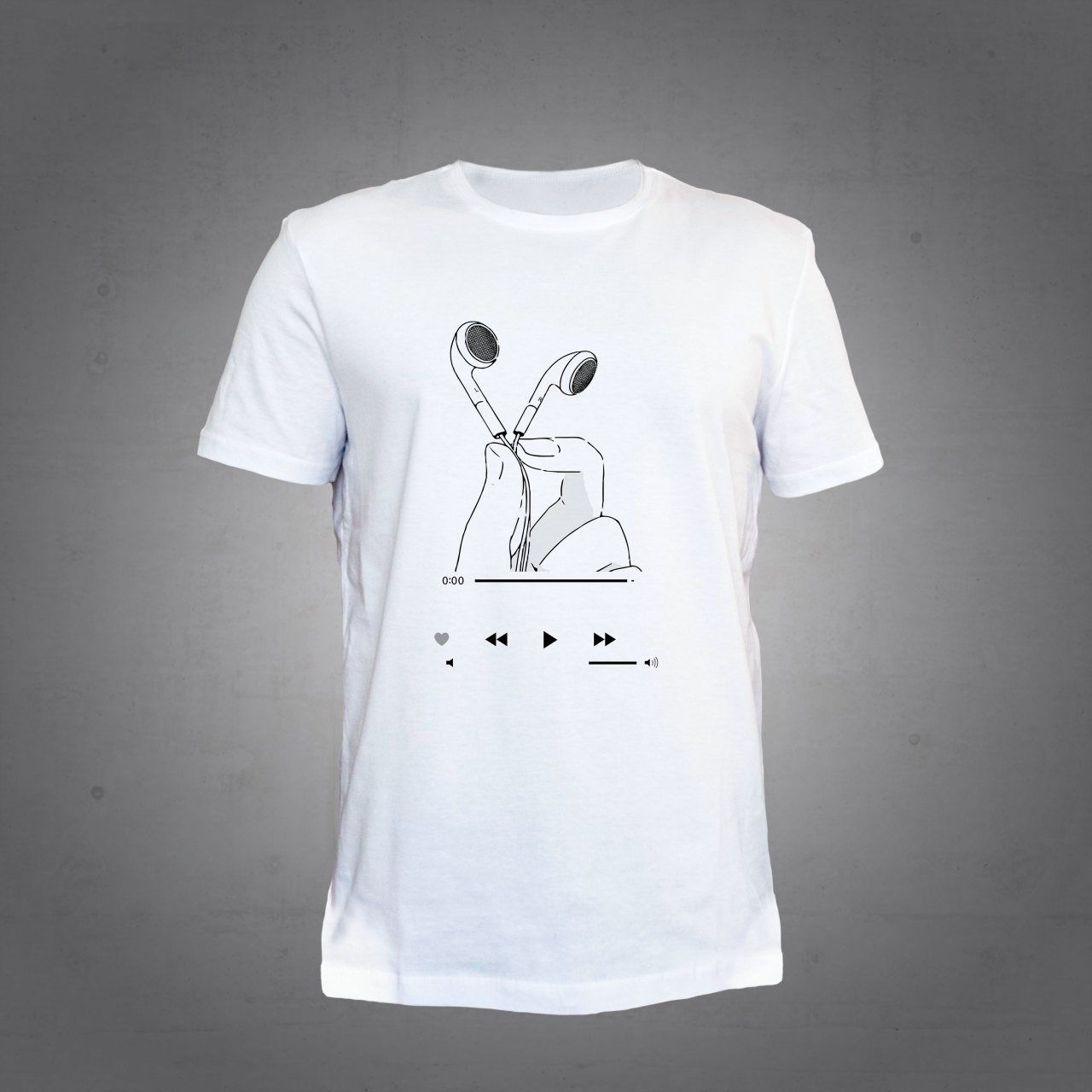 Herşey Nota Kulaklık Beyaz T-Shirt Unisex