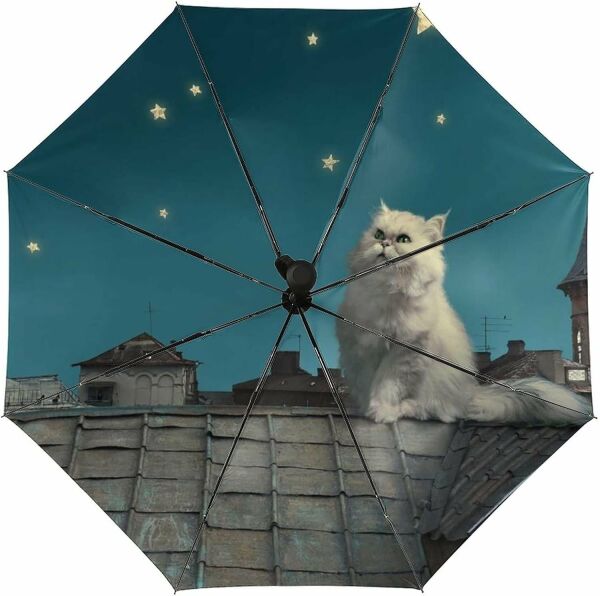 Kedi Desen Şemsiye -3 Katlamalı / Manuel