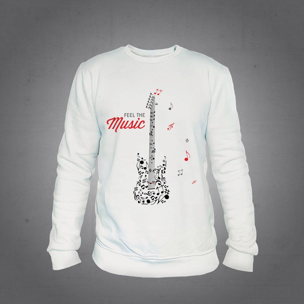 Gitar Notalar Sweatshirt Ekru L