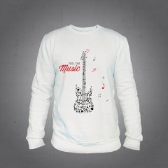Gitar Notalar Sweatshirt Ekru L