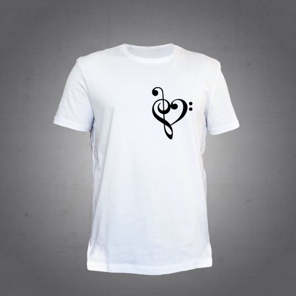 Herşey Nota Fa Anahtar Sol Anahtar Beyaz T-Shirt Unisex