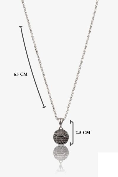 Basket Topu Basketçi Hediye Paslanmaz Çelik Kolye Zincir ve Kolye Ucu 60 cm