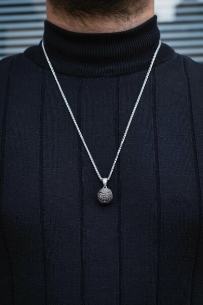 Basket Topu Basketçi Hediye Paslanmaz Çelik Kolye Zincir ve Kolye Ucu 60 cm