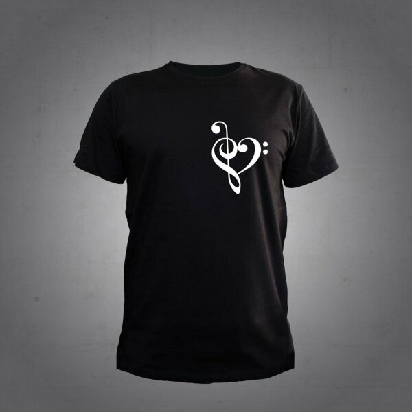 Herşey Nota Fa Anahtar Sol Anahtar Siyah Tshirt Unisex