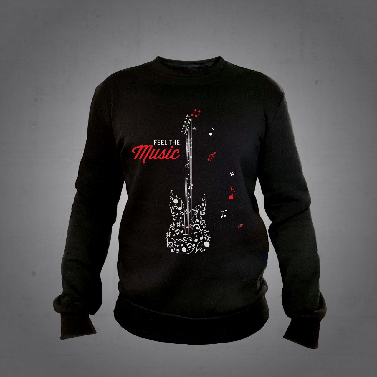 Gitar Notalar Sweatshirt Black