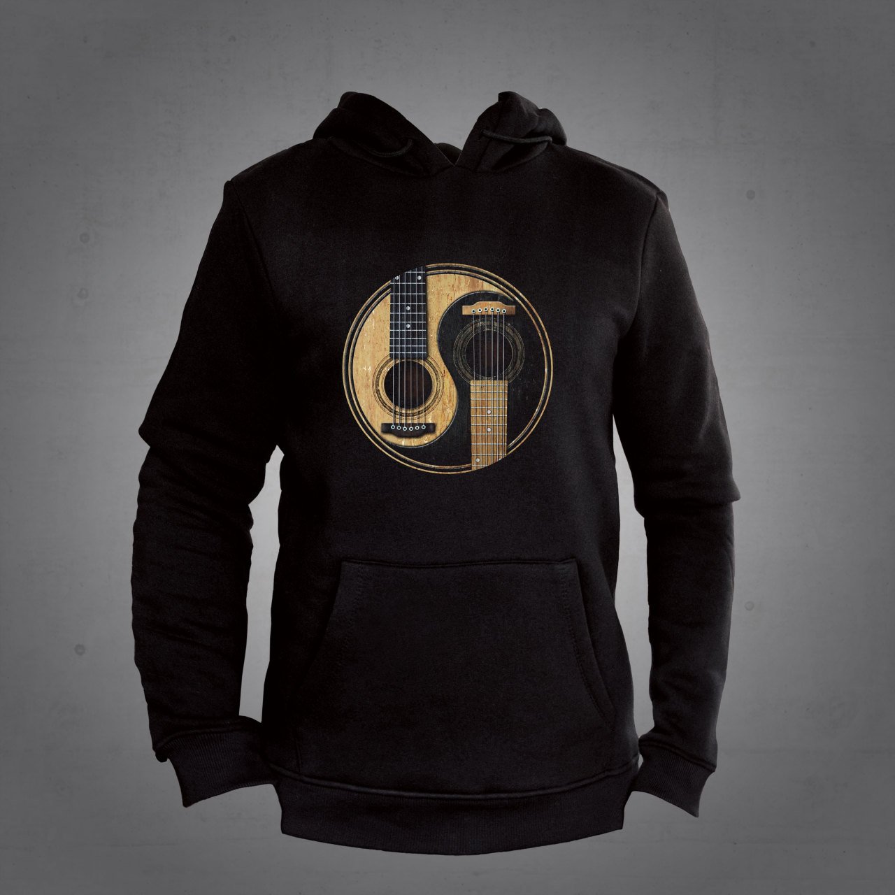 Gitar Kapüşonlu Sweatshirt Siyah L