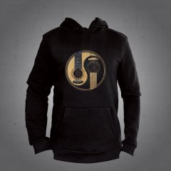 Gitar Kapüşonlu Sweatshirt Siyah L