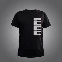 Piyano Desen Siyah Tshirt L