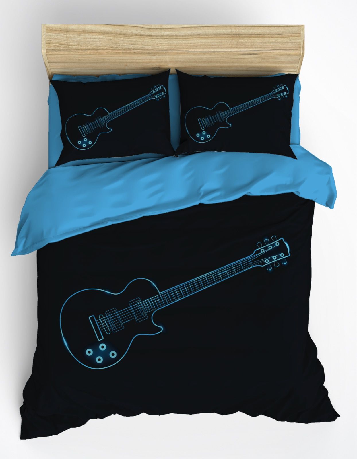 Mavi Gitar Çift Kişilik Nevresim Takımı