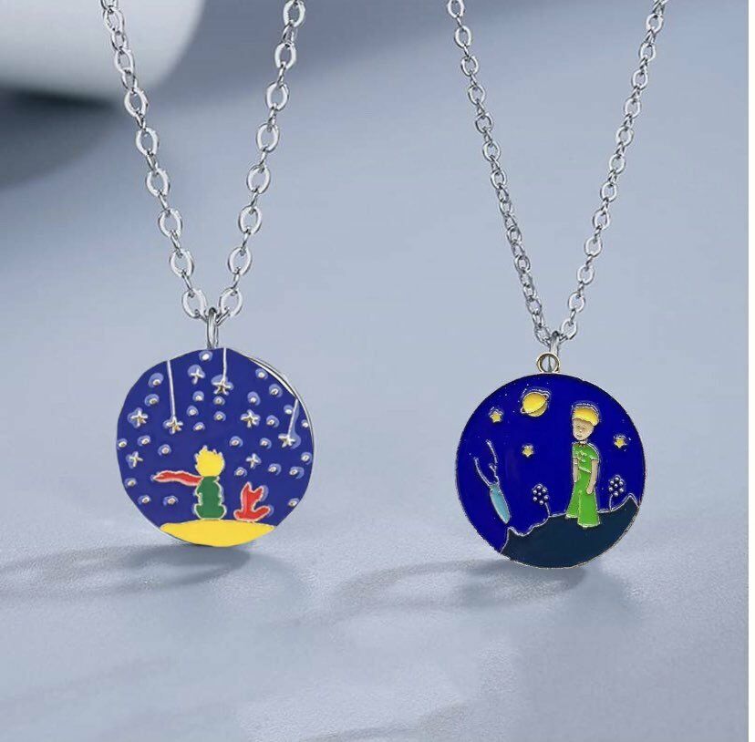 Little Prince Küçük Prens Ve Tilki Best Friends Dostluk Sembolü Çift Kolye