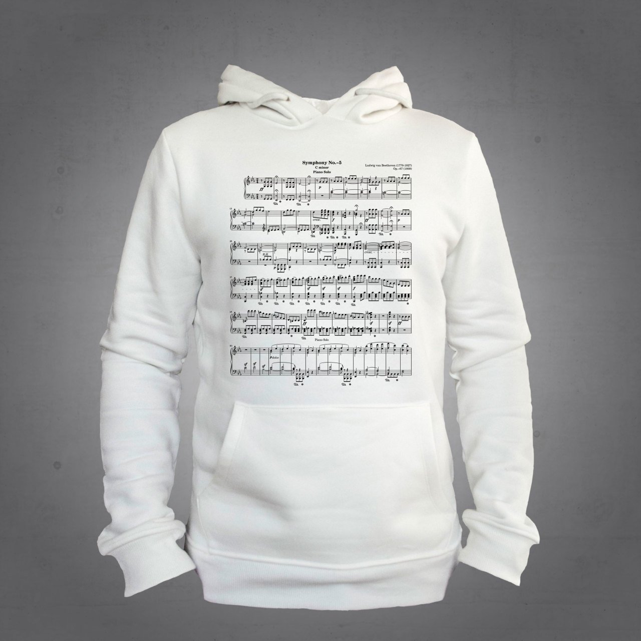 5. Senfoni Notalar Kapüşonlu Sweatshirt Ekru L