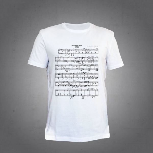Herşey Nota 5. Senfoni Notalar Beyaz Tshirt Unisex