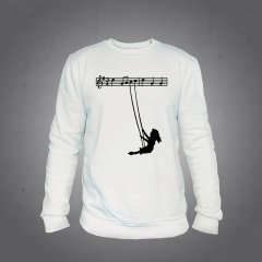 Notalarda Sallanan Kız Sweatshirt Ekru L