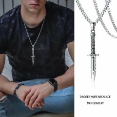 Yüksek Kalite Punk Hip-hop Hançer Bıçak Kolye