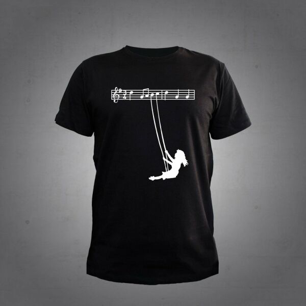 Herşey Nota Notalarda Sallanan Kız Siyah Tshirt Unisex