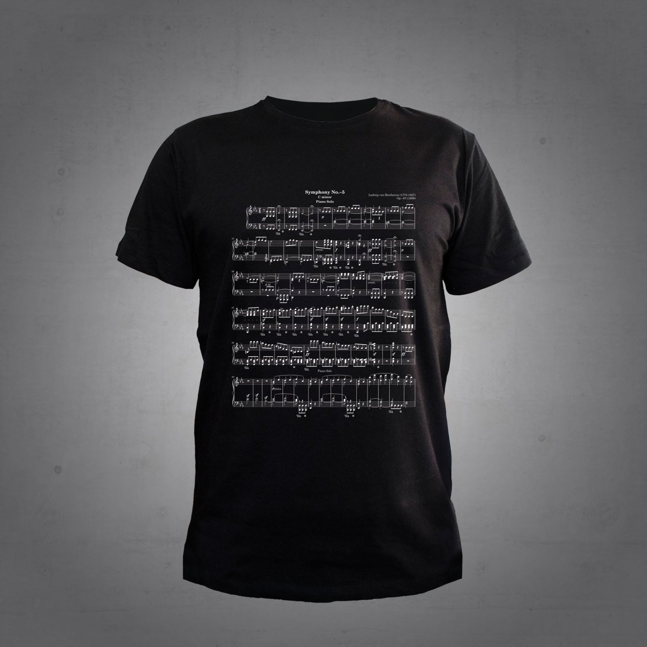 5. Senfoni Notalar Siyah Tshirt L
