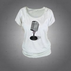 Mkrofon Vintage Tshirt Kadın