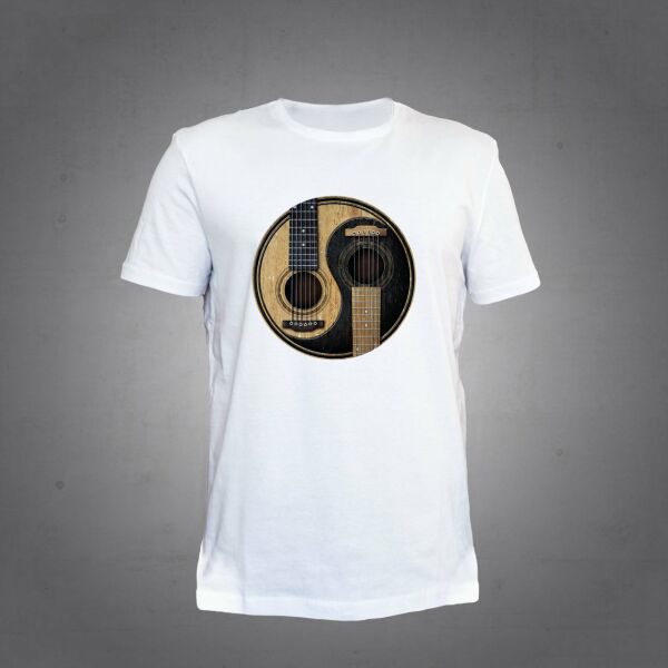Herşey Nota Gitar Tshirt Beyaz Unisex