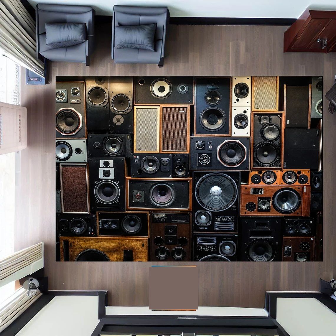 Hoparlör Tasarım Halı Müzik Baskılı Halı Özel Radyo Halısı