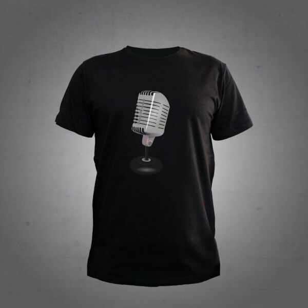 Herşey Nota Mikrofon Siyah Tshirt Unisex