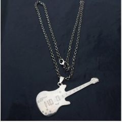 Gitar Kolye GÜMÜŞ & Deri Zincir