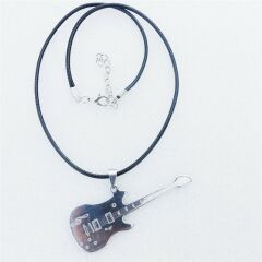 Gitar Kolye GÜMÜŞ & Deri Zincir