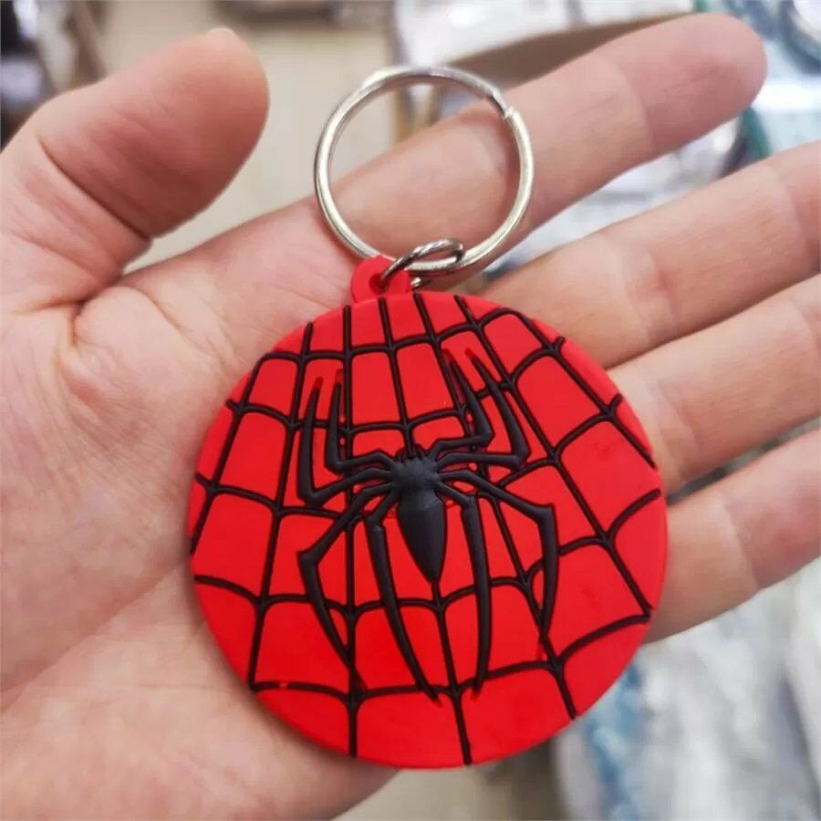 Kırmızı Spider-man Logo Plastik Anahtarlık Çift Taraflı