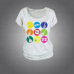 Enstrüman Renkli Tshirt Kadın L