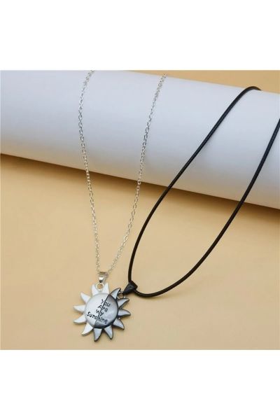 2 Adet You Are My Sunshine Mıknatıslı Sevgili Arkadaşlık Hediyelik Kolye Çift Kolyesi