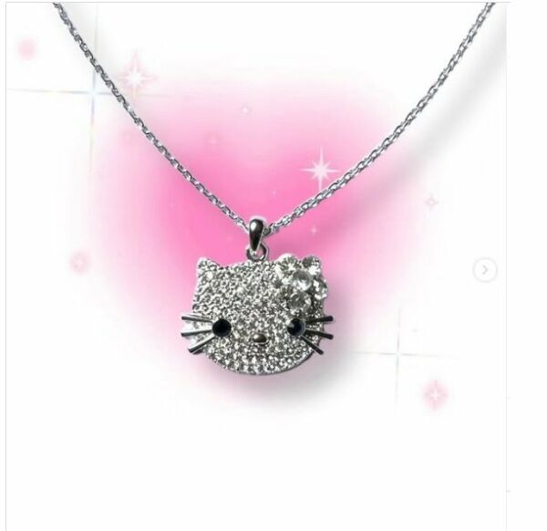 Hello Kitty Kedi Zirkon Taşlı Parlak Kolye ÇELİK KOLYE