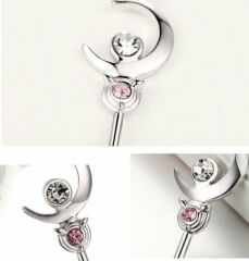 Anime Sailor Diamond Anahtar  Pembe Taş Zincirli Kolye