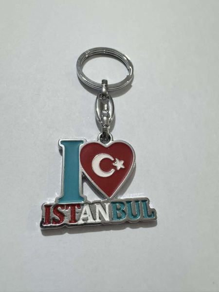 I Love You İstanbul Yazılı Kalp Anahtarlık