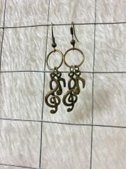 Sol Anahtar Nota Bakır Küpe