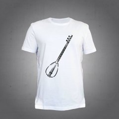 Bağlama Saz Beyaz Tshirt L