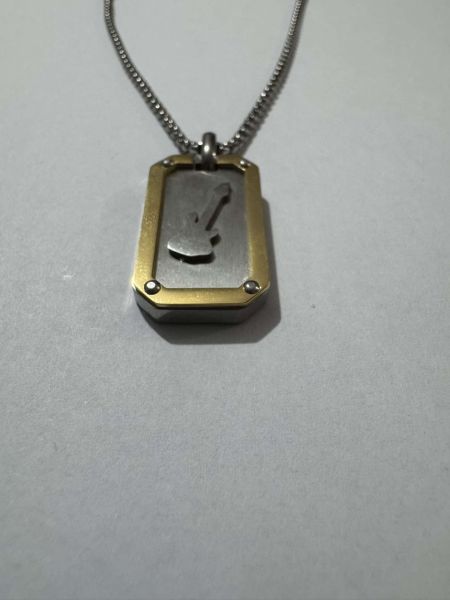 Gitar Paslanmaz Çelik Künye Tarz Kolye Gümüş Gold Garantili A Plus Kalite 60cm