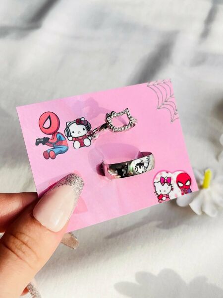 Hello Kitty Spiderman Ayarlanabilir Çift Yüzük