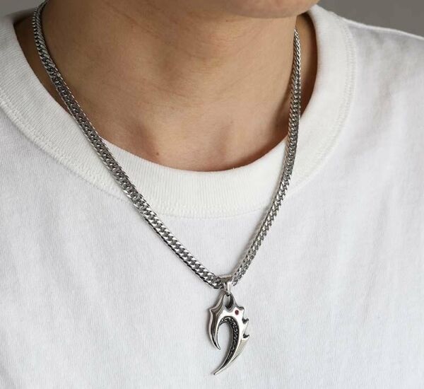 Rhinestone Tribal Alev Paslanmaz Çelik Kolye Zincir 316L