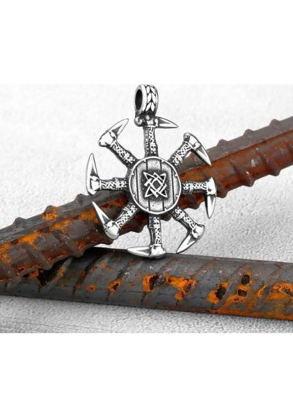 İskandinav 316l Viking Paslanmaz Çelik Rüzgar Dişlisi Kolye Erkek Sokak Kaya Takı Aksesuar