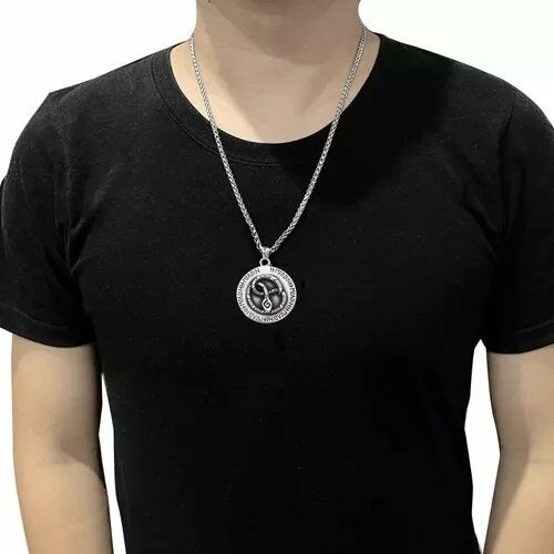 Snake Jormungandr Runik Iskandinav Yılan Motifli Thor Madalyon 316L Çelik Kolye