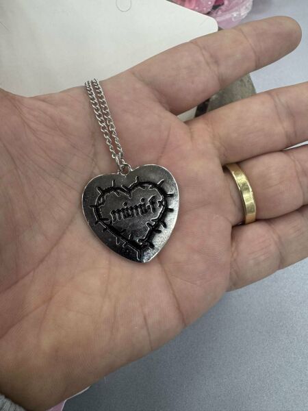 Mimi Heart Dikenli Kalp Kolye 925 Ayar Gümüş Kaplama Metal Kolye