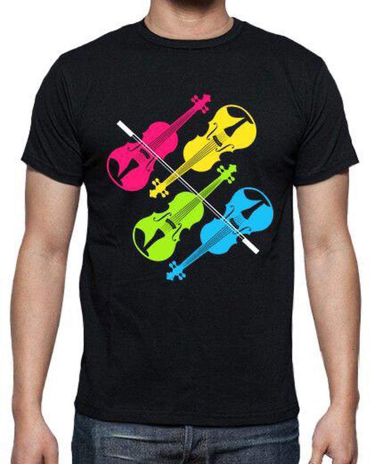 Renkli Keman Unisex Tshirt