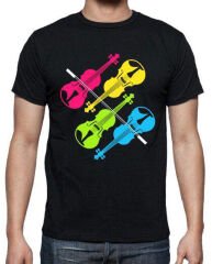 Renkli Keman Unisex Tshirt