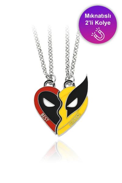 2 Adet Mıknatıslı Arkadaşlık Kolyesi Deadpool & Wolverine Best Friends Kolye İkili Çift 2 adet