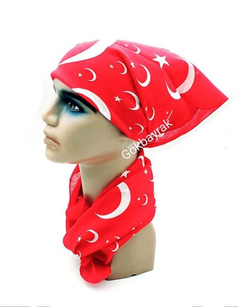 Herşey Nota Kırmızı Ay Yıldız Türk Bayrağı Fular - Bandana - 23 Nisan, 29 Ekim, 19 Mayıs 12 ADET
