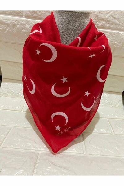 Herşey Nota Kırmızı Ay Yıldız Türk Bayrağı Fular - Bandana - 23 Nisan, 29 Ekim, 19 Mayıs 12 ADET