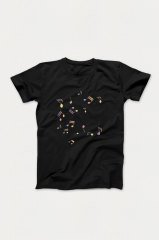 Renkli Nota Siyah Tshirt L